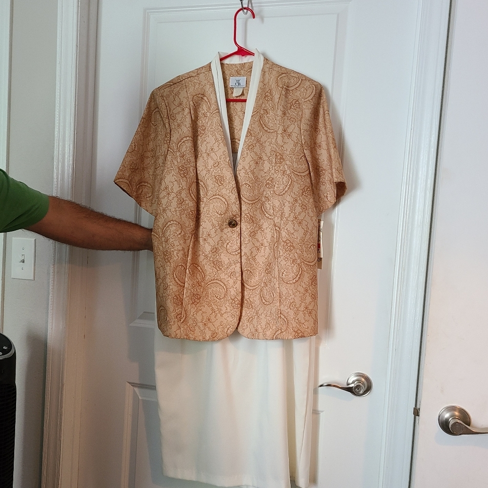 Classic Cream Skirt with Tan Paisley Jacket